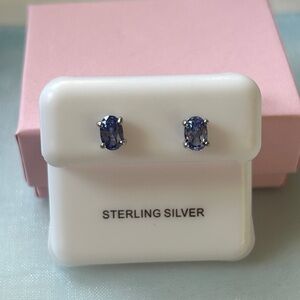 Sterling Silver tanzanite Stud Earrings